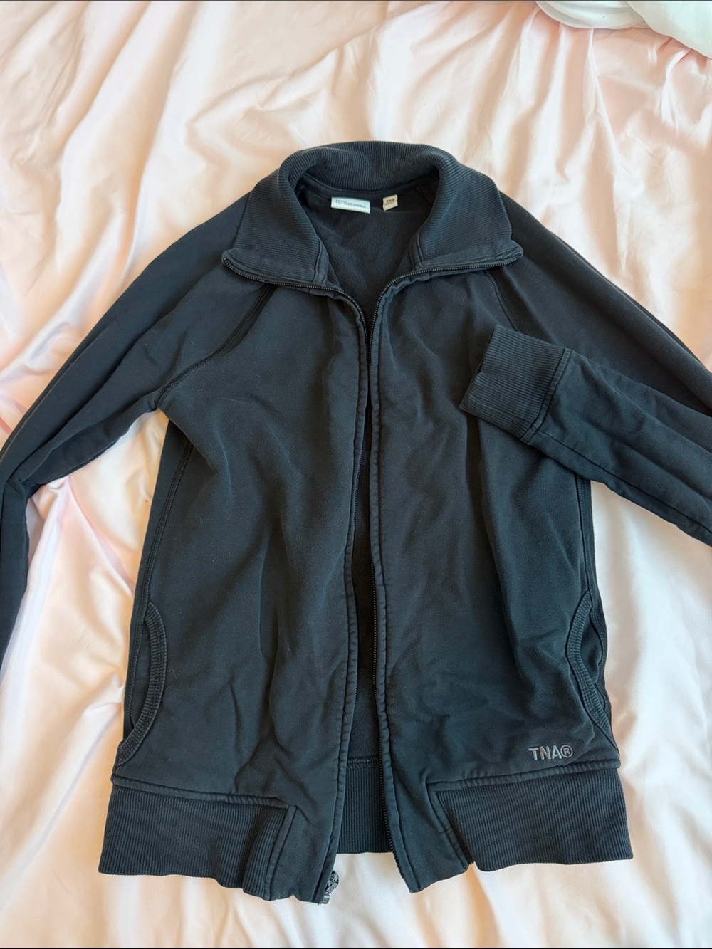 Aritzia TNA Black Full-Zip High Collar Jacket